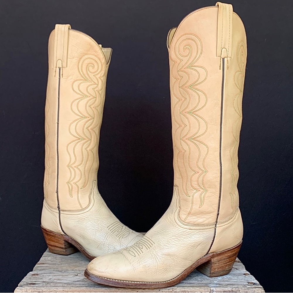 FRYE Vintage Rare Tall Knee High Stitching Cowgirl Cowboy Western Boots Size 9 - Picture 12 of 13